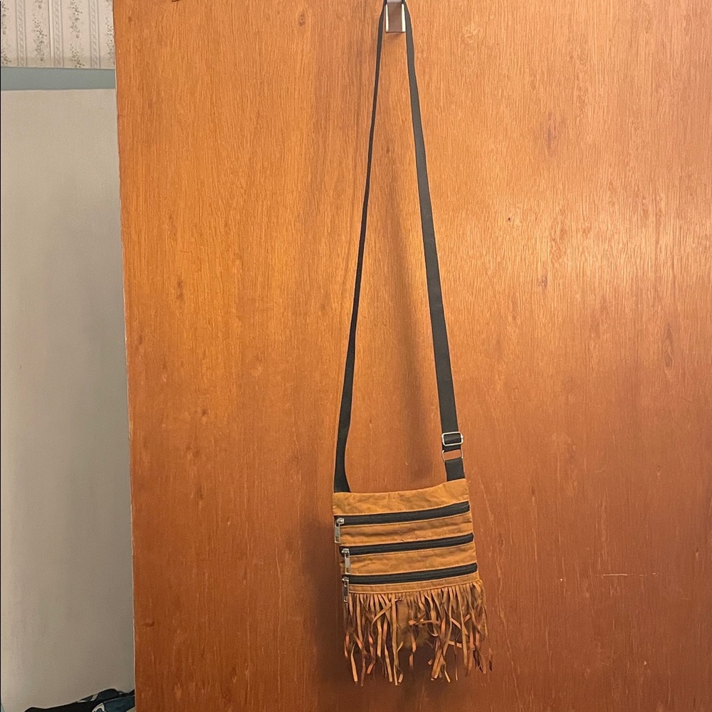 Tan Fringe Crossbody Bag